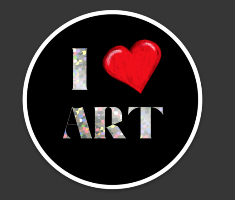 I HEART ART Glitter Sticker  3″ × 3″ Circle