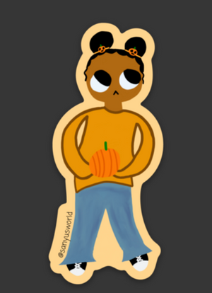 Lil Ms. Pumpkin Die Cut Sticker  1.32″ × 3″
