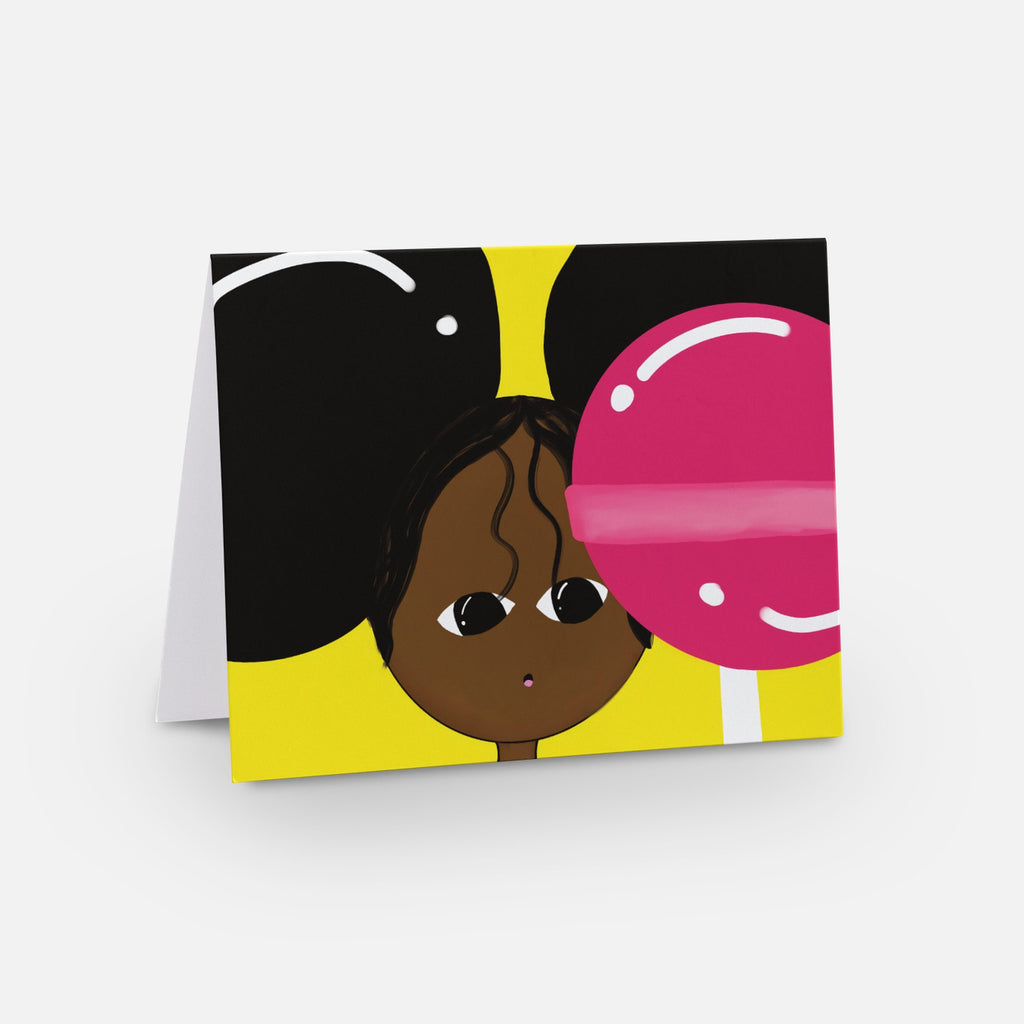 1 Lollipop Girl Greeting Cards 5.5" x 4.25" Folded - glossy
