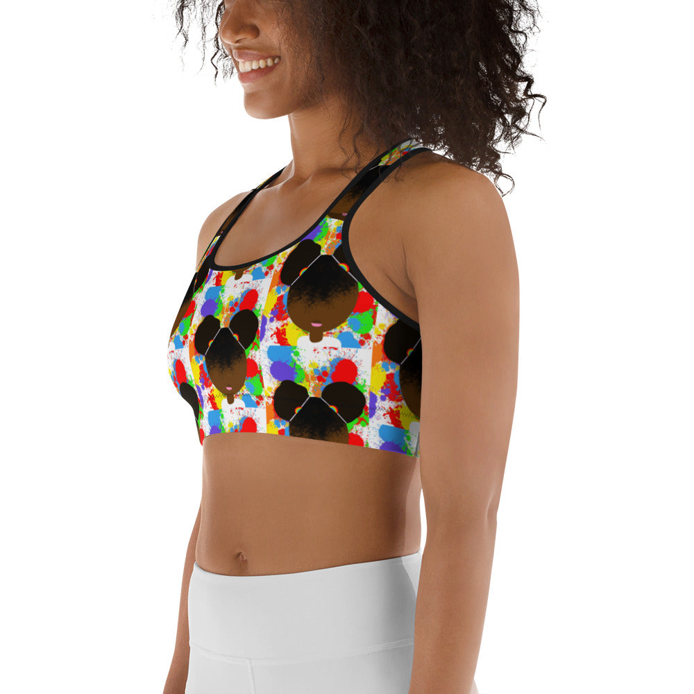 RAINBOW SPLATTER SISTAH Sports bra