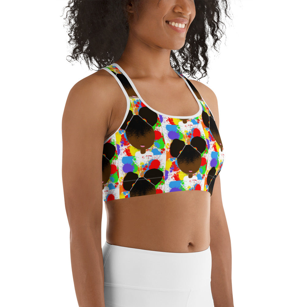 RAINBOW SPLATTER SISTAH Sports bra